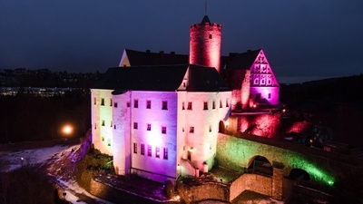 Der Polarzauber legt sich auf die Familienburg Scharfenstein nieder / Foto: ASL Schlösser/Oliver Löser
